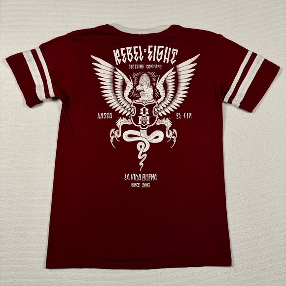 Rebel8 Other - Vintage Rebel 8 V Neck Ringer‎ T. Shirt M Mike Giant RARE Skater Goth Punk 2000s